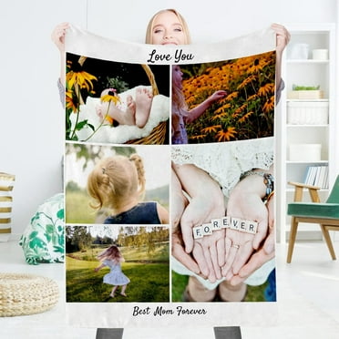 Custom Blanket Personalised Blanket with Photos Customised Blankets Custom Throw Blanket for Family Birthday Wedding Gift Sofa Bedroom