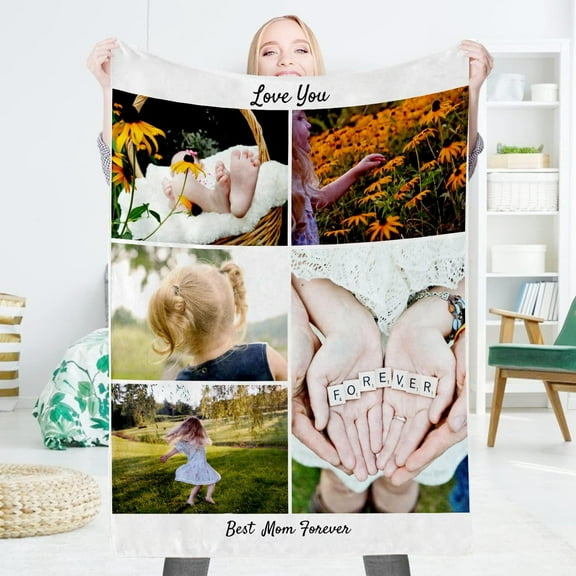 Custom Blanket Personalised Blanket with Photos Customised Blankets Custom Throw Blanket for Family Birthday Wedding Gift Sofa Bedroom