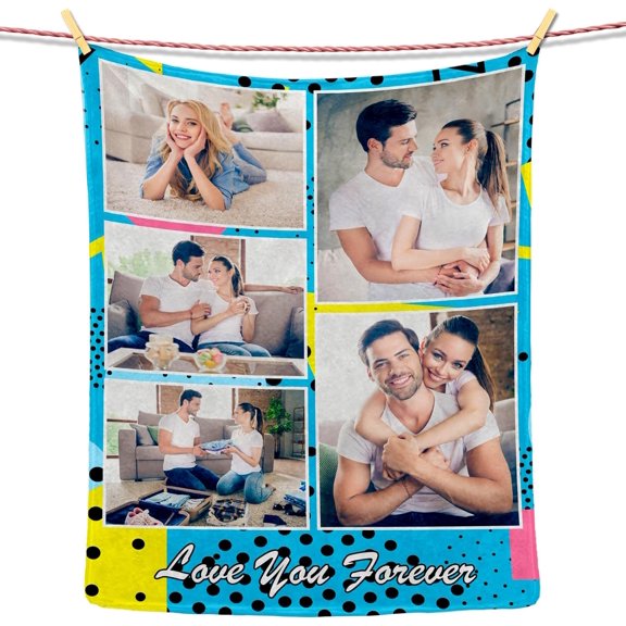 Custom Blanket Personalised Blankets for Adults Christmas Long Distance Relationship Gifts Mum Kids Family Friends Lovers Dog Pets Personalized Birthday Blankets 6Photo-1