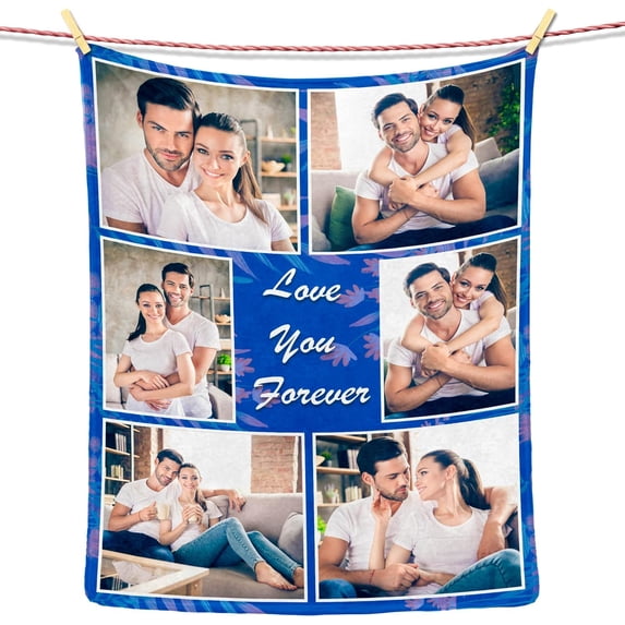 Custom Blanket Personalised Blankets for Adults Christmas Long Distance Relationship Gifts Mum Kids Family Friends Lovers Dog Pets Personalized Birthday Blankets 6Photo-1