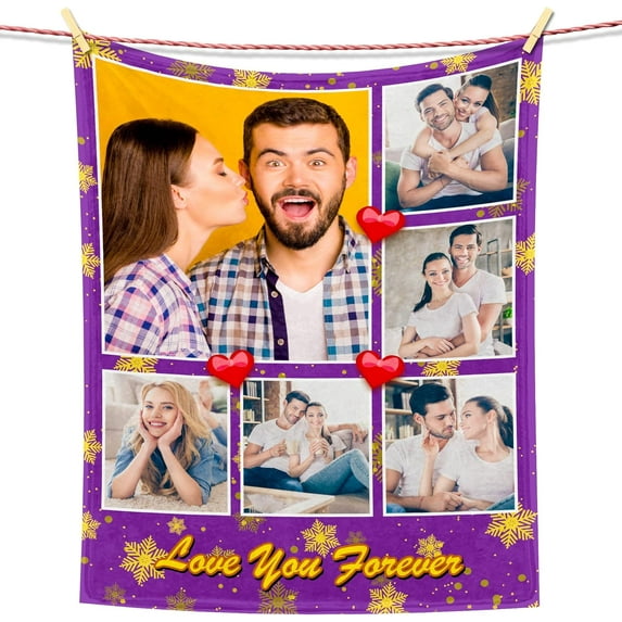 Custom Blanket Personalised Blankets for Adults Christmas Long Distance Relationship Gifts Mum Kids Family Friends Lovers Dog Pets Personalized Birthday Blankets 6Photo-1