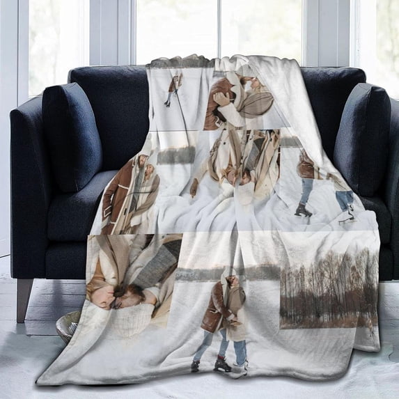 Custom Blanket Personalized Bed Throw Blanket with Photos Text, Customized Blankets with Photos Collage Customized Blankets for Family Birthday Wedding Gift, Gary, 60" x 50" Blankets