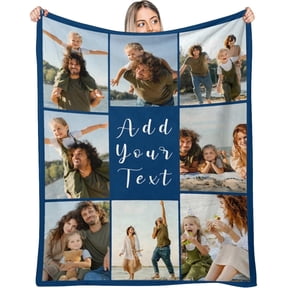 Custom Blanket Personalized Blanket with Photos Text Gift on Birthday Christmas Customized Picture Throw Blanket for Adult Men Women