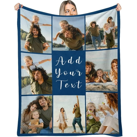 Custom Blanket Personalized Blanket with Photos Text Gift on Birthday Christmas Customized Picture Throw Blanket for Adult Men Women
