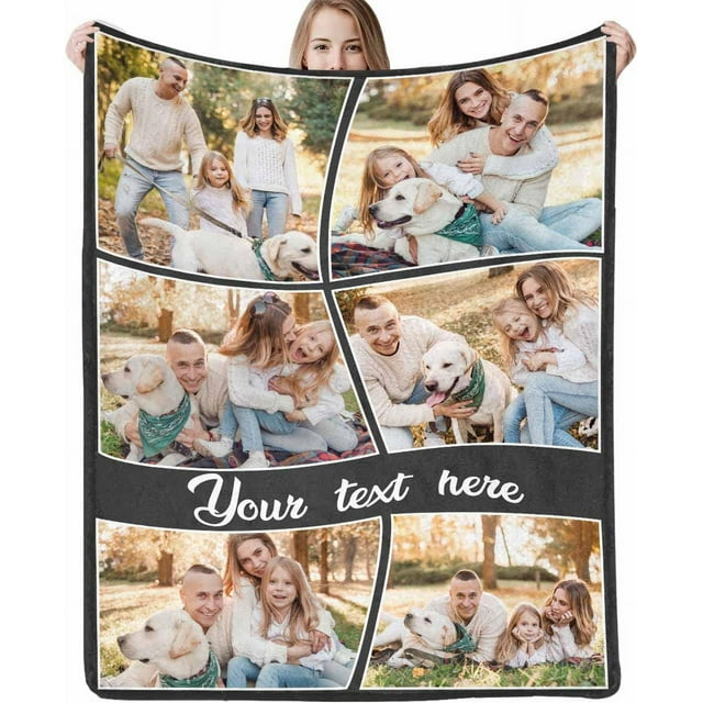 Custom Blanket Personalized Blanket with Photos Text Gift on Birthday Christmas Customized Picture Throw Blanket for Adult Men Women