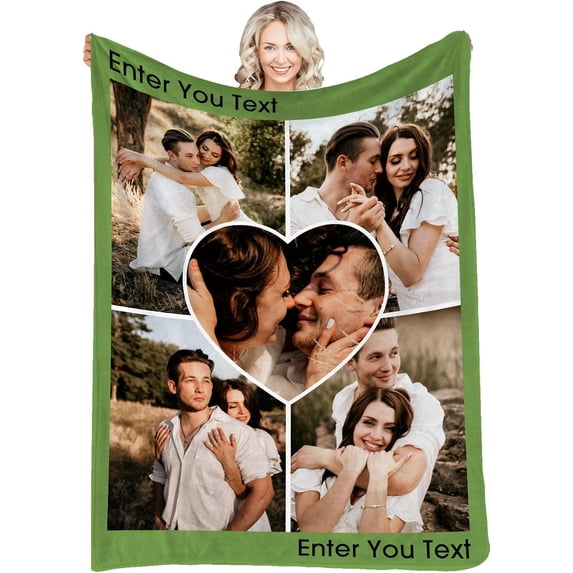 Custom Blanket Personalized Photos Text Collage Customized Picture Throws Blankets for Adults Kids Family Birthday, 1 Photo, 30x40 Inches