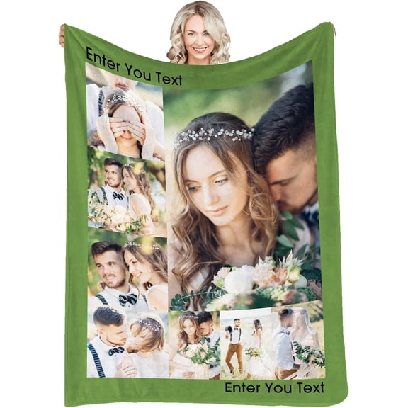Custom Blanket Personalized Photos Text Collage Customized Picture Throws Blankets for Adults Kids Family Birthday, 1 Photo, 30x40 Inches