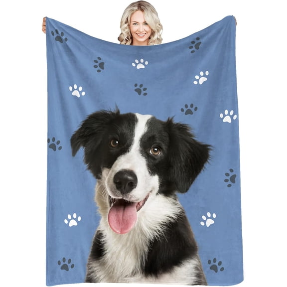 Custom Blanket Personalized Photos Text Collage Customized Picture Throws Blankets for Adults Kids Family Birthday, 1 Photo, 30x40 Inches