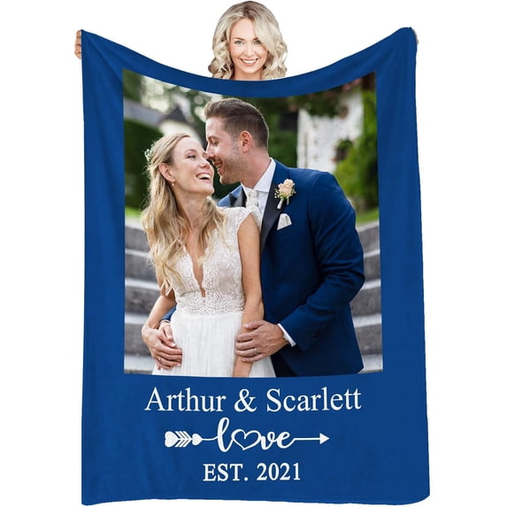 Custom Blanket Personalized Photos Text Collage Customized Picture Throws Blankets for Adults Kids Family Birthday, 1 Photo, 30x40 Inches