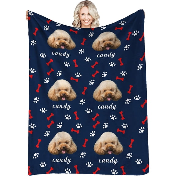 Custom Blanket Personalized Photos Text Collage Customized Picture Throws Blankets for Adults Kids Family Birthday, 1 Photo, 30x40 Inches