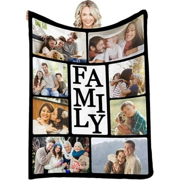 Custom Blanket Personalized Photos Text Collage Customized Picture Throws Blankets for Couple Lover Adults Family Birthday, 8 Photos