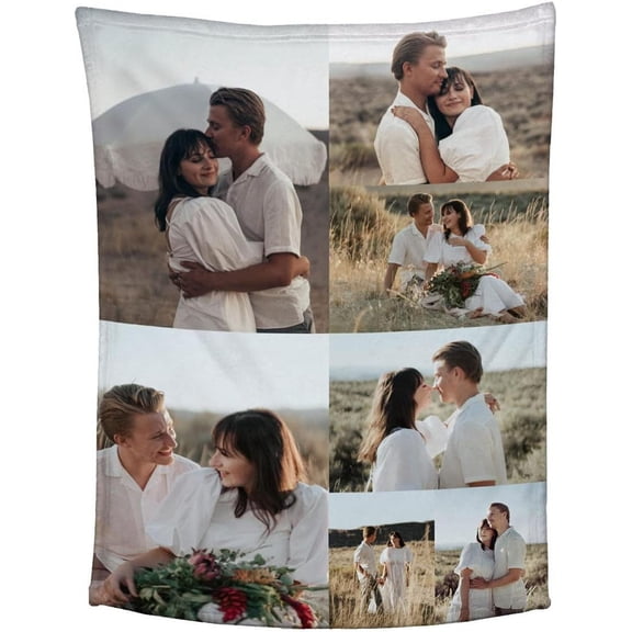 Custom Blanket, Personalized Throw Blanket, Customized Blankets with Photo Text Collage, for Family Friends Kids Birthday Wedding Christmas Personalized Gifts, 1 photo 80x120cm