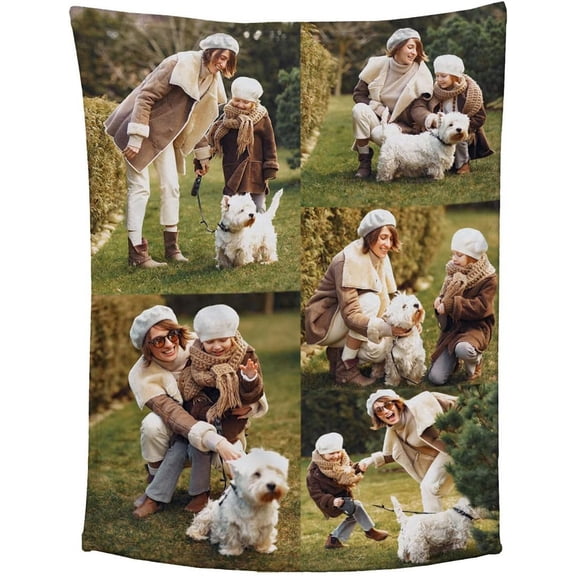 Custom Blanket, Personalized Throw Blanket, Customized Blankets with Photo Text Collage, for Family Friends Kids Birthday Wedding Christmas Personalized Gifts, 1 photo 80x120cm