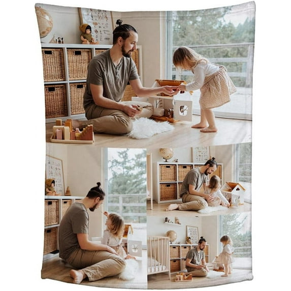 Custom Blanket, Personalized Throw Blanket, Customized Blankets with Photo Text Collage, for Family Friends Kids Birthday Wedding Christmas Personalized Gifts, 8 photos 80x120cm
