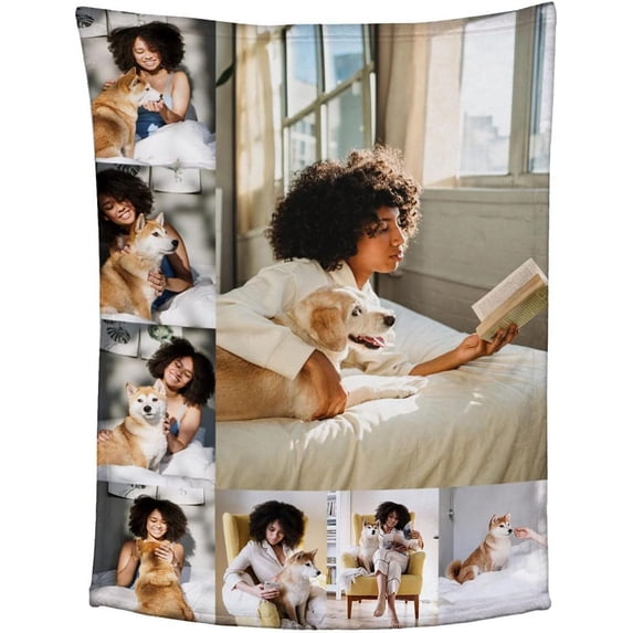 Custom Blanket, Personalized Throw Blanket, Customized Blankets with Photo Text Collage, for Family Friends Kids Birthday Wedding Christmas Personalized Gifts, 8 photos 80x120cm
