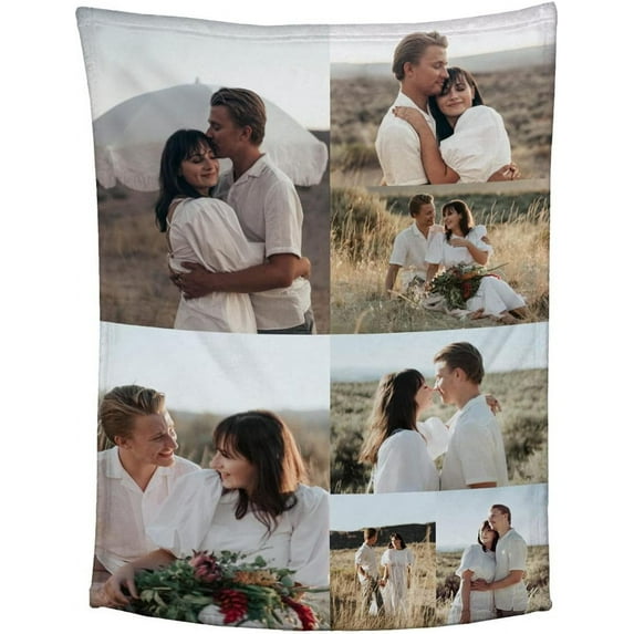 Custom Blanket, Personalized Throw Blanket, Customized Blankets with Photo Text Collage, for Family Friends Kids Birthday Wedding Christmas Personalized Gifts, 1 photo 80x120cm