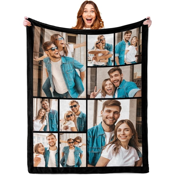Custom Blanket with Photo Personalized Blankets and Throws Picture Blanket for Birthday Christmas Valentine Customized Gifts for Mom Dad Couple Girlfriend Boyfriend Wife Husband