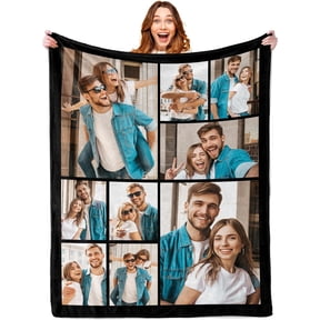 Custom Blanket with Photo Personalized Blankets and Throws Picture Blanket for Birthday Christmas Valentine Customized Gifts for Mom Dad Couple Girlfriend Boyfriend Wife Husband
