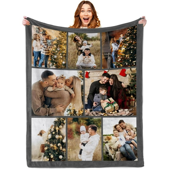 Custom Blanket with Photo Personalized Blankets and Throws Picture Blanket for Birthday Christmas Valentine Customized Gifts for Mom Dad Couple Girlfriend Boyfriend Wife Husband