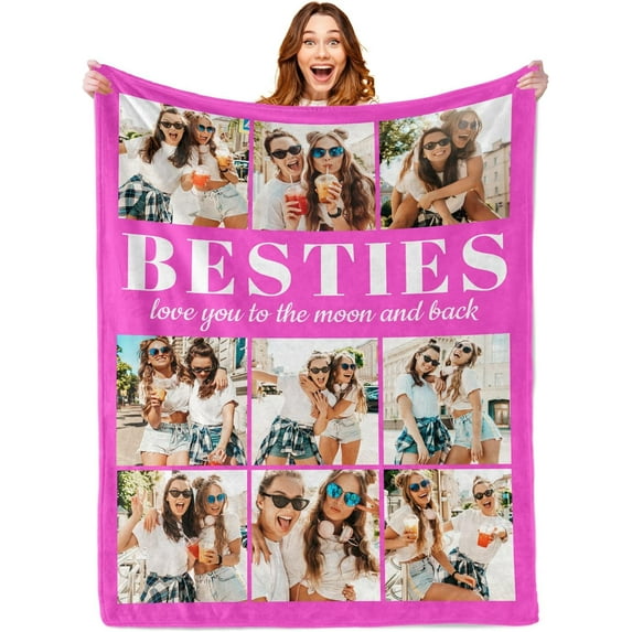 Custom Blanket with Photo Personalized Blankets and Throws Picture Blanket for Birthday Christmas Valentine Customized Gifts for Mom Dad Couple Girlfriend Boyfriend Wife Husband