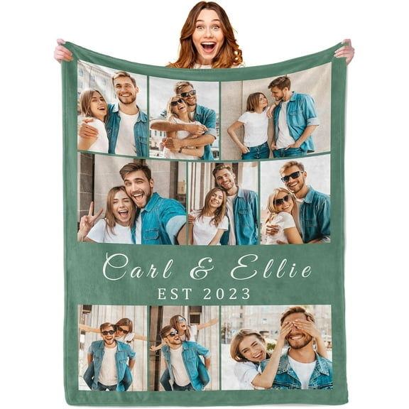 Custom Blanket with Photo Personalized Blankets and Throws Picture Blanket for Mothers Day Birthday Customized for Mom Dad Couple Girlfriend Boyfriend Wife Husband Blankets