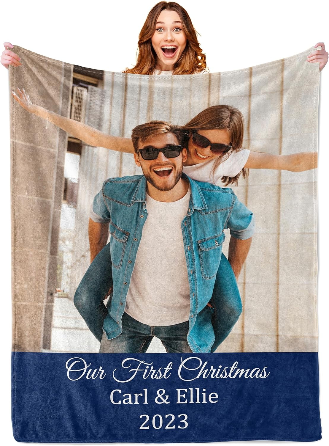 Custom Blanket with Photo Personalized Blankets and Throws Picture Blanket for Mothers Day Birthday Customized for Mom Dad Couple Girlfriend Boyfriend Wife Husband Blankets