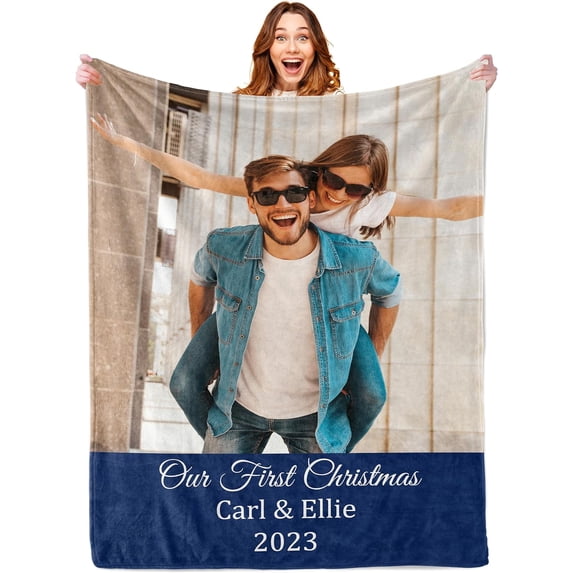 Custom Blanket with Photo Personalized Blankets and Throws Picture Blanket for Mothers Day Birthday Customized for Mom Dad Couple Girlfriend Boyfriend Wife Husband Blankets