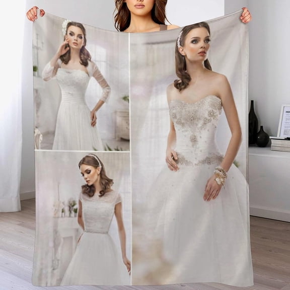 Custom Blanket with Photo Personalized Customized Picture Name Text Logo Blankets Birthday Anniversary Wedding Memorial Gifts for Dad Mom, Grey, 28"x36" Blankets