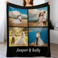 thumbnail image 1 of Custom Blanket with Photo Personalized Customized Picture Name Text Logo Blankets Birthday Anniversary Wedding Memorial Gifts for Dad Mom, Grey, 28"x36" Blankets, 1 of 5