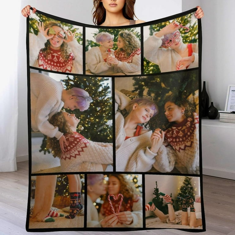 Custom Blanket with Photo Personalized Memorial Gifts Customized Christmas Blankets Using My Own Pictures Made in US Unique Throws for Dad Mom