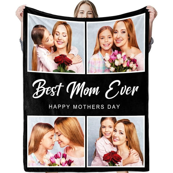 Custom Blanket with Photo Personalized Picture Flannel Blanket Customized Happy Birthday Gifts for Women Men Dad Mom Wife Husband Grandma Grandpa Sister Daughter Son Best Friend Blankets