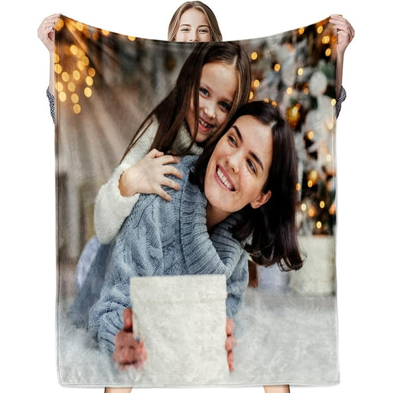 Custom Blanket with Photo Personalized Picture Flannel Blanket Customized Happy Birthday Gifts for Women Men Dad Mom Wife Husband Grandma Grandpa Sister Daughter Son Best Friend Blankets