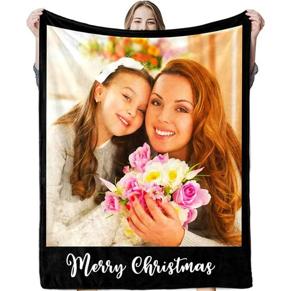 Custom Blanket with Photo Personalized Picture Flannel Blanket Customized Happy Birthday Gifts for Women Men Dad Mom Wife Husband Grandma Grandpa Sister Daughter Son Best Friend Blankets