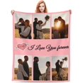 thumbnail image 1 of Custom Blanket with Photo - Personalized Picture Throw for Couple Gifts Customized Flannel Blankets for Adult Kid Birthday Fathers Mothers Valentines Day Gift (6 image 05, 40"L x 30"W / baby size), 1 of 6