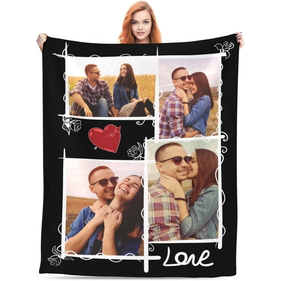 Custom Blanket with Photo - Personalized Picture Throw for Couple Gifts Customized Flannel Blankets for Adult Kid Birthday Fathers Mothers Valentines Day Gift (6 image 05, 40"L x 30"W / baby size)
