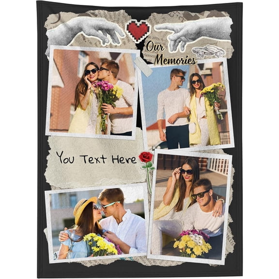 Custom Blanket with Photo - Personalized Picture Throw for Couple Gifts Customized Flannel Blankets for Adult Kid Birthday Fathers Mothers Valentines Day Gift (6 image 05, 40"L x 30"W / baby size)