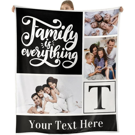 Custom Blanket With Photo Personalized Throw Blanket Customized Picture Blanket For Baby Mother Father Adult Friends Lovers Dog Pets Personalized Gift Flannel Blanket Birthday Christmas,10 Photos