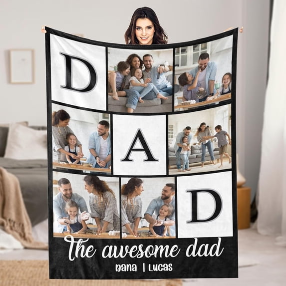 Custom Blanket with Photo and Text Memorial Gift for Lover, Couple,10 Photos Collage Blanket with Pictures Customized for Wife, Husband, Personalized Throw Blanket for Anniversary A Blankets