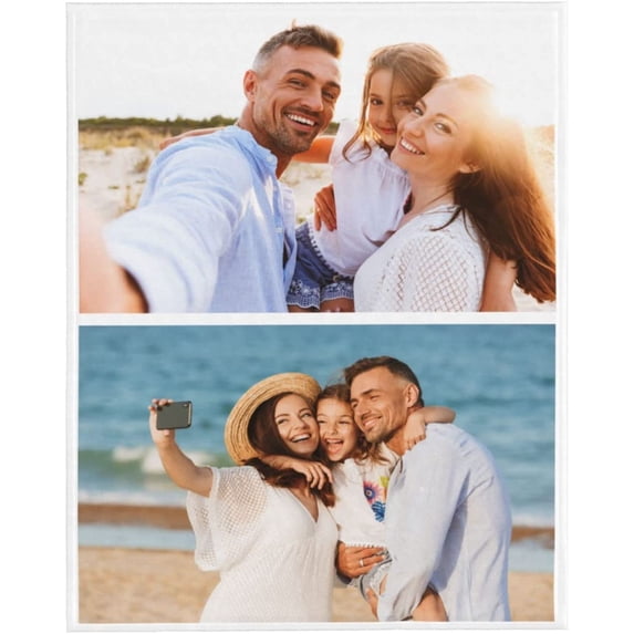 Custom Blanket with Photo Text Personalized Bedding Throw Blankets Customized Flannel Fleece Blankets for Family Birthday Wedding Gift Fits Couch Sofa Bedroom Living Room - 50"x40"