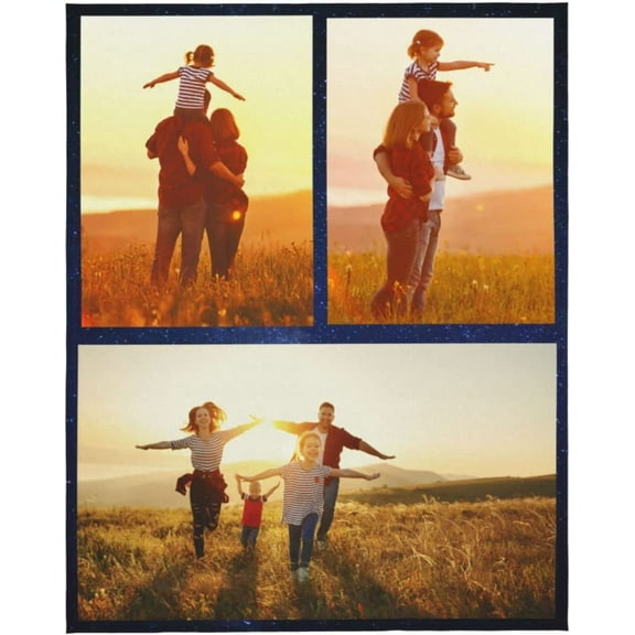 Custom Blanket with Photo Text Personalized Bedding Throw Blankets Customized Flannel Fleece Blankets for Family Birthday Wedding Gift Fits Couch Sofa Bedroom Living Room - 50"x40"