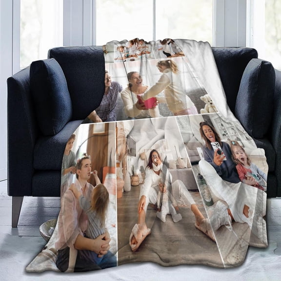 Custom Blanket with Photo Text Personalized Child Mother Father Christmas Halloween Lover Pet Personalized Gift Birthday Custom Picture Blanket (1Photos, 50"x40")
