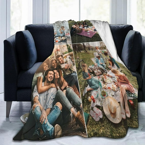 Custom Blanket with Photo Text Personalized Child Mother Father Christmas Halloween Lover Pet Personalized Gift Birthday Custom Picture Blanket (1Photos, 50"x40")