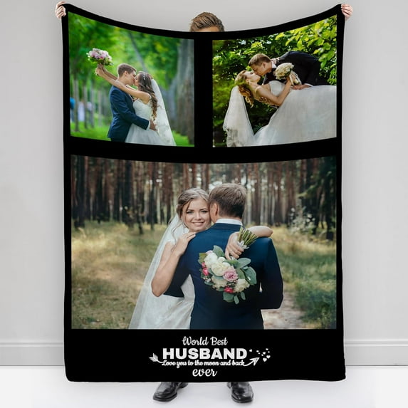 Custom Blanket with Photo Text Personalized Blanket Customized Throw Blanket for Kid Adult Birthday Anniversary Halloween Christmas Mother Father Girlfriend Valentines Day Gift Blankets