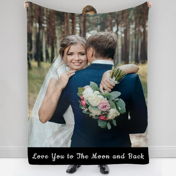 Custom Blanket with Photo Text Personalized Blanket Customized Throw Blanket for Kid Adult Birthday Anniversary Halloween Christmas Mother Father Girlfriend Valentines Day Gift Blankets