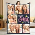 thumbnail image 1 of Custom Blanket with Photo Text, Personalized Flannel Throw Blanket, Customized Blanket Using My Own Photos, Birthday Christmas Wedding Gifts for Mom Dad Friends Sister - 4 Size (1 Photo-1), 1 of 6