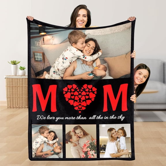 Custom Blanket with Photo Text, Personalized Flannel Throw Blanket, Customized Blanket Using My Own Photos, Birthday Christmas Wedding Gifts for Mom Dad Friends Sister - 4 Size (6 Photo-4)