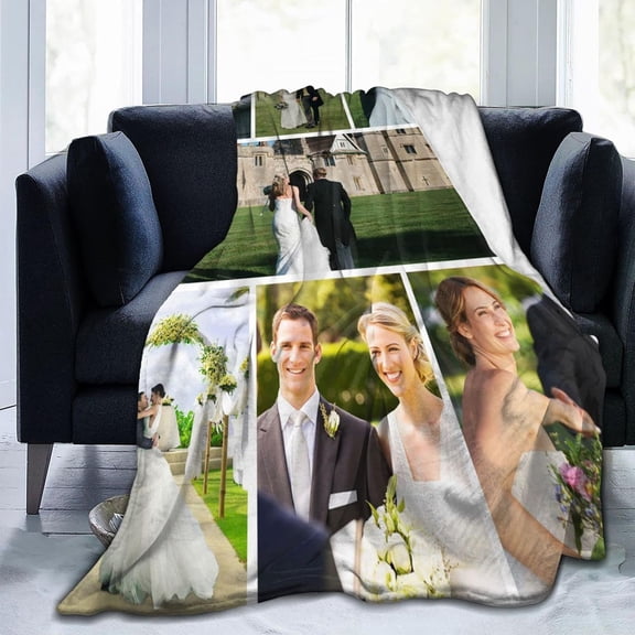 Custom Blanket with Photo Text Personalized Flannel Throw Blanket Customized Picture Blanket for Adult Kid Birthday Christmas Halloween Fathers Mothers Valentines Day Gift 40"X30"