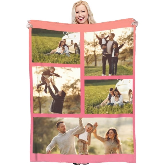 Custom Blanket with Photo Text Personalized Throw Blanket Customized Picture Blanket for Kid Adult Friends Mother Father Personalized Gift Flannel Blanket for Birthday Gifts