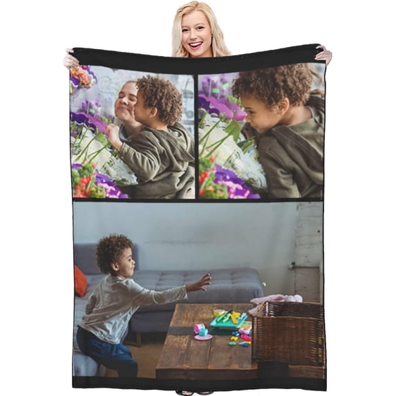 Custom Blanket with Photo Text Personalized Throw Blanket Customized Picture Blanket for Kid Adult Friends Mother Father Personalized Gift Flannel Blanket for Birthday Gifts
