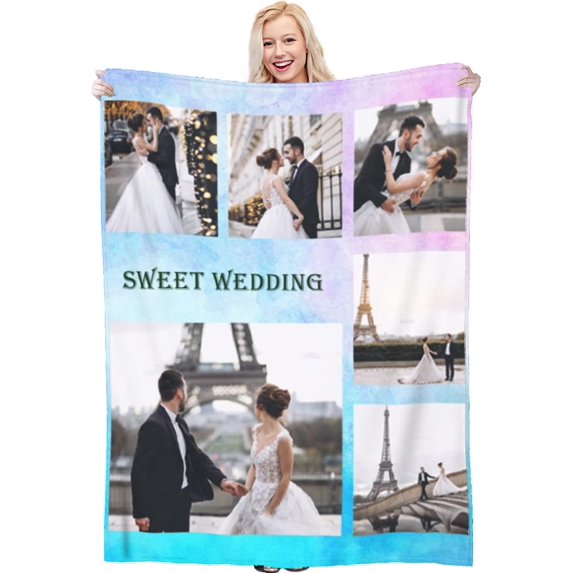 Custom Blanket with Photo Text Personalized Throw Blanket Customized Picture Blanket for Kid Adult Friends Mother Father Personalized Gift Flannel Blanket for Birthday Gifts